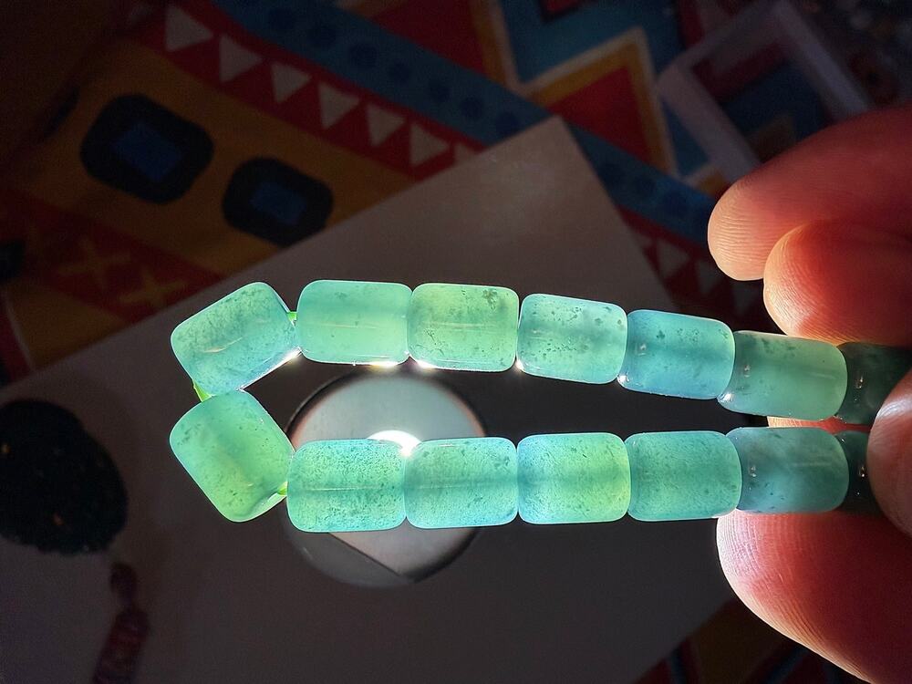 Certified Type A Jadeite Barrel Bead Bracelet Natural Burmese Green Jade 27.84g